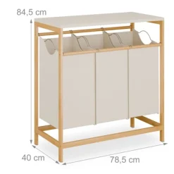 New Northix Tvättställ med 3 avtagbara påsar, bambuhylla