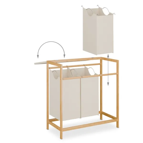 New Northix Tvättställ med 3 avtagbara påsar, bambuhylla