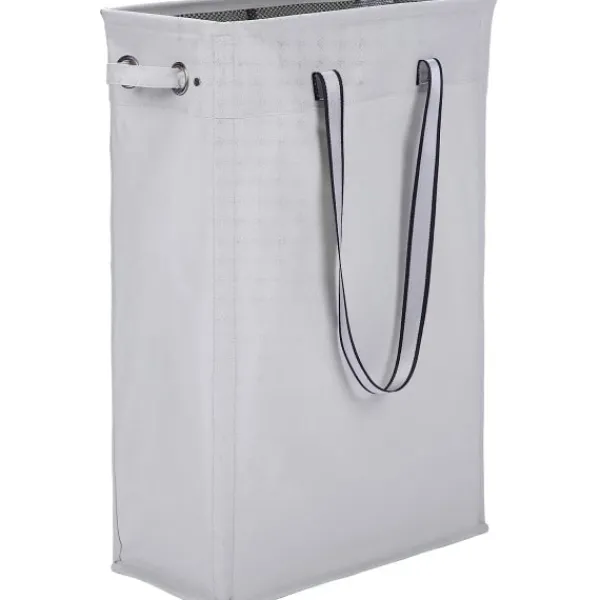 Hot Tyg Klädkorg, 60CM Praktisk Hängande Tvättkorg Hög och Smal Korg Vattentät Tvättsäck med Andningsbart Meshlock Tvättsäck, Grå