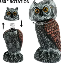 Outlet Uggla Skräm fågel kontroll enheter med 360° svängbart huvud vattentätt falsk uggla