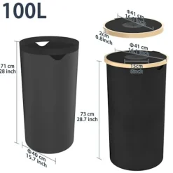 Discount UISEBRT 100L Återvinningsbox för Återvinningsbara Flaskor med Lock och Transportväska, Återvinningskärl för Tomma, Svart