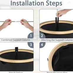 Discount UISEBRT 100L Återvinningsbox för Återvinningsbara Flaskor med Lock och Transportväska, Återvinningskärl för Tomma, Svart