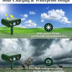 Discount Ultraljud Kattskrämma, Solar Djurfördrivare Ultraljudsskydd Vattentät Med Rörelsedetektor Och Blixt, Mårdskrämma Solar Djuravvisare Hundskr