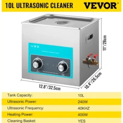 New OEM Ultraljudsrenare, Justerbar Uppvärmning, Tank av 304 Rostfritt Stål,10 liter