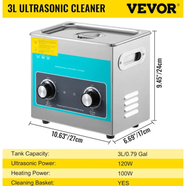 Best OEM Ultraljudsrenare, Justerbar Uppvärmning, Tank av 304 Rostfritt Stål,3 liter