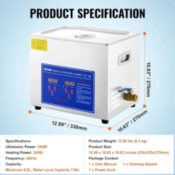 New OEM Ultraljudsrenare, Kraftfull 600W Ultraljudseffekt, Stor 27,2L Kapacitet,10 liter