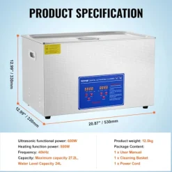 Online OEM Ultraljudsrenare, Kraftfull 600W Ultraljudseffekt, Stor 27,2L Kapacitet,30 liter