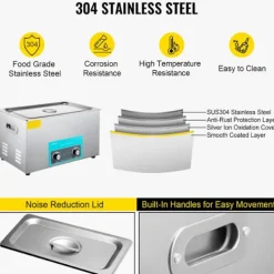 DUOKU Ultraljudsrengörare--30 L-Digital Timer och Värme-Rostfritt stål-Knappkontroll