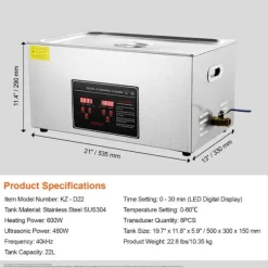 Discount DUOKU Ultraljudsrengörare--22 L-Digital timer och uppvärmning-Rostfritt stål