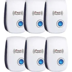 New Ultraljudsskrämma, Ultraljud Möss Set Om 6, Ultraljud Möss Och Råttor Effektivt Mot Möss, Råttor, Flugor, Myggor, Skadedjur, Spindlar, Kackerlackor