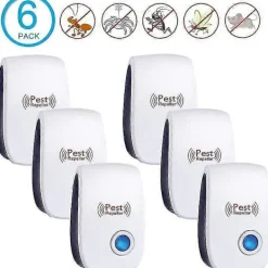 New Ultraljudsskrämma, Ultraljud Möss Set Om 6, Ultraljud Möss Och Råttor Effektivt Mot Möss, Råttor, Flugor, Myggor, Skadedjur, Spindlar, Kackerlackor