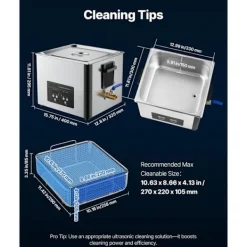 Hot DUOKU Ultraljudstvätt 15 L--Rengöringsapparat 240 W 40 kHz-med korg och digital skärm-i rostfritt stål
