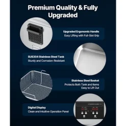 Hot DUOKU Ultraljudstvätt 15 L--Rengöringsapparat 240 W 40 kHz-med korg och digital skärm-i rostfritt stål