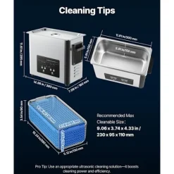 Clearance DUOKU Ultraljudstvätt 6 L--Ultraljudsrengöringsapparat 120 W 40 kHz-med Digital Skärm-i Rostfritt Stål