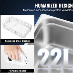 New DUOKU Ultraljudstvätt-- 22 L-Professionell Kontrollenhet med Värme och Timer-Rostfritt Stål 304