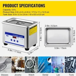 Clearance DUOKU Ultraljudstvätt--0,8 L-Digital Timer-Rostfritt stål-35 W