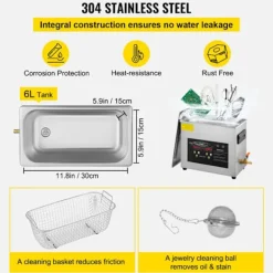 Hot DUOKU Ultraljudstvätt--6 L-med Timer-Värme 400 W-Ultraljudseffekt 180 W