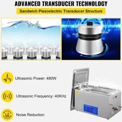 Clearance DUOKU Ultraljudstvätt--22 L-rostfritt stål-med digital värme timer och smyckesrengöring