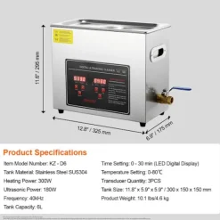 Hot DUOKU Ultraljudstvätt--6 L-Rostfritt Stål-med Digital Timer och Smyckesrengöring