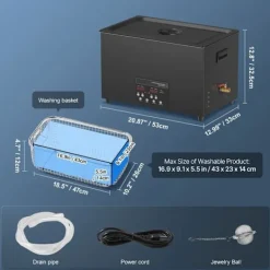 DUOKU Ultraljudstvätt--30L-Digital Rengöringsmaskin 600 W 40 kHz-med Timer, Värme, Avgasning och Skonsamt Läge