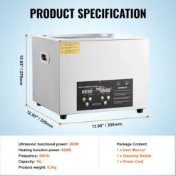 Best DUOKU Ultrasonic Cleaner--15 L-med Timer, Uppvärmning 600 W, Ultrasonic Effekt 360 W