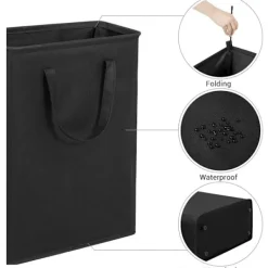 Discount Ultratunn tvättkorg med handtag Vikbar liten tvättkorg Tunn smutstvättkorg Smal tvättpåse Vikbar smutstvättkorg (svart) black