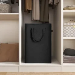 Discount Ultratunn tvättkorg med handtag Vikbar liten tvättkorg Tunn smutstvättkorg Smal tvättpåse Vikbar smutstvättkorg (svart) black