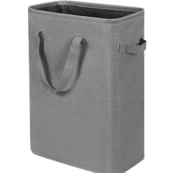 Ultratunn tvättkorg med handtag, hopfällbar liten tvättkorg, tunn smutstvättskorg, smal tvättpåse, hopfällbar smutstvättkorg (grå) grå