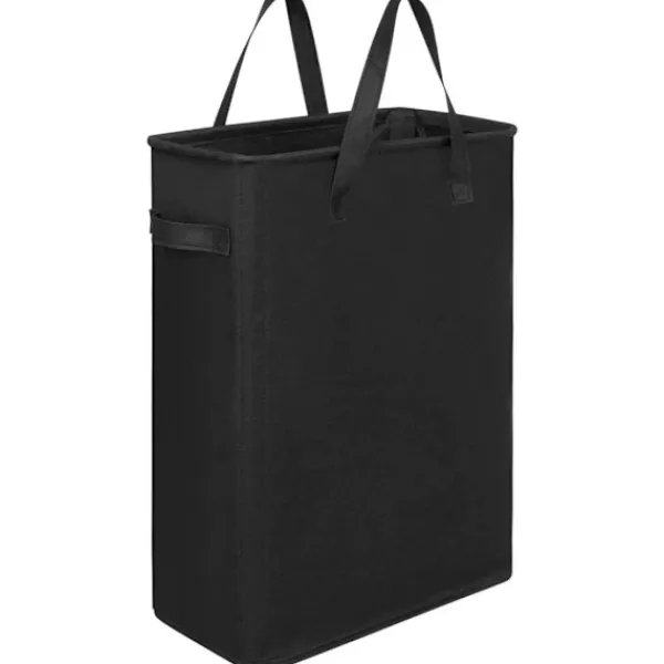 Outlet Ultratunn tvättkorg med handtag, hopfällbar liten tvättkorg, tunn smutstvättkorg, smal tvättpåse, hopfällbar smutstvättkorg (svart)-FM- black