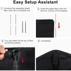 Outlet Ultratunn tvättkorg med handtag, hopfällbar liten tvättkorg, tunn smutstvättkorg, smal tvättpåse, hopfällbar smutstvättkorg (svart)-FM- black