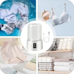 Clearance Underkläder, Liten Bärbar Tvättmaskin - Resetvättmaskin, Uppladdningsbara Rengöringsverktyg med Justerbara Lägen för Babykläder, Underkläder