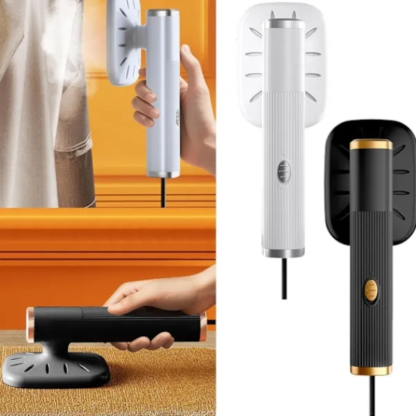 New Uppgraderad Bärbar Strykjärn, Roterbart Handhållet Ångstrykjärn, Vikbart Resevänligt Klädstrykjärn (Svart) black