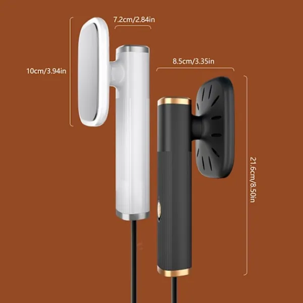 New Uppgraderad Bärbar Strykjärn, Roterbart Handhållet Ångstrykjärn, Vikbart Resevänligt Klädstrykjärn (Svart) black