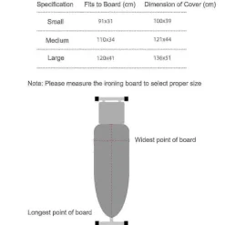 New Uppgraderat Brännmärkesresistent Strykbrädsöverdrag med Tryckt Mönster, Dragsko och 2 Extra Förtjockade Kuddar 110 x 34 cm Cartoon Flower