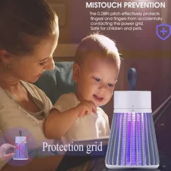 Clearance Uppladdningsbar Insektsdödare för Hem och Camping - Myggdödare med Säkerhetsgaller, Sladdlös Flugfälla med Lila Ljus, USB-laddning