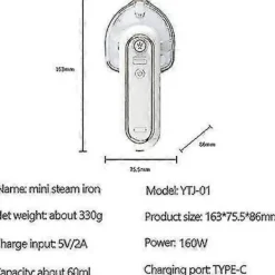Best NICEGOU USB Uppladdningsbar Mini Portabel Sladdlös Resestrykjärn - För Resor, Hantverk, Resor - 360 Graders Strykning