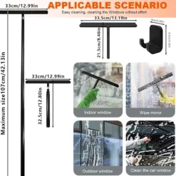 Sale Utdragbar Duschskrapa med Långt Handtag Fönsterputsare för Badrumsglas 30-110cm Svart