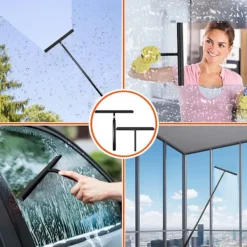 Sale Utdragbar Duschskrapa med Långt Handtag Fönsterputsare för Badrumsglas 30-110cm Svart