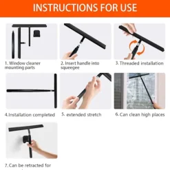 Sale Utdragbar Duschskrapa med Långt Handtag Fönsterputsare för Badrumsglas 30-110cm Svart