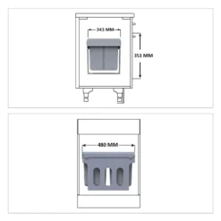 Clearance B2X Utdragbar källsortering 4 st sopkärl