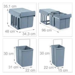 Online B2X Utdragbar källsortering 3 sopkärl