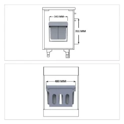 Online B2X Utdragbar källsortering 3 sopkärl
