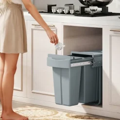 Hot Northio Utdragbar soptunna för kök, 2 avtagbara hinkar, 30 l, metall