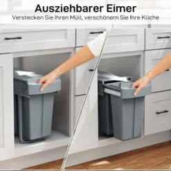 Hot Northio Utdragbar soptunna för kök, 2 avtagbara hinkar, 30 l, metall