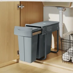 Hot Northio Utdragbar soptunna för kök, 2 avtagbara hinkar, 30 l, metall