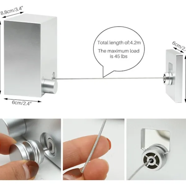 Hot Utdragbar torkvinda med led 4,2 m justerbar infällbar klädlina