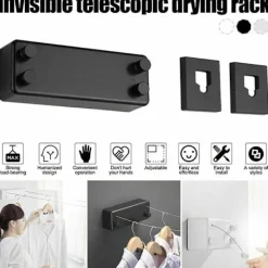 New Utdragbar Tvättlina Utomhus 2 Trådar Utdragbar Tvättlina Inomhus Justerbar Utdragbar Torklina Utdragbar Torklina 4,2m Utdragbar