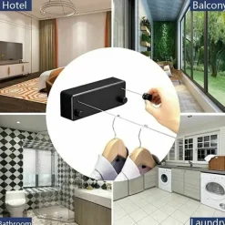 New Utdragbar Tvättlina Utomhus 2 Trådar Utdragbar Tvättlina Inomhus Justerbar Utdragbar Torklina Utdragbar Torklina 4,2m Utdragbar