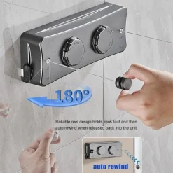 Discount Utdragbar Tvättlina, Väggmonterad Utdragbar Tvättlina med 2 x 5M Rostfritt Stål, för Inomhus- och Utomhusbruk