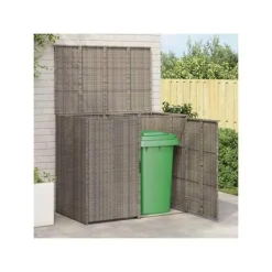 Clearance VIDAXL Utomhus soptunna - - Grå - UV-beständig polyeten - 130x80x115 cm - Rattanh design